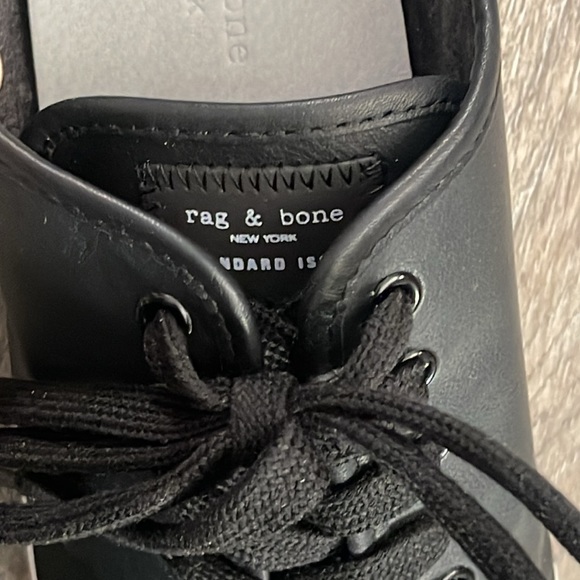 Rag & Bone Standard Issue Black Leather Lace Up Sneakers Size 10 - Picture 9 of 13